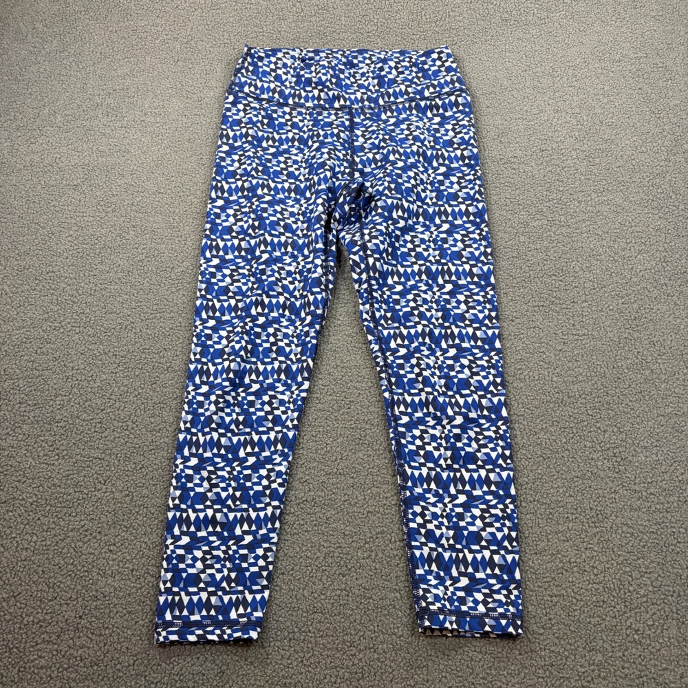 Aerie Leggings Womens S Blue Geometric Crop Athletic Workout Pants 2564708432